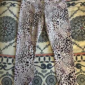Fabletics Leopard Print Leggings - Black, White, Purple